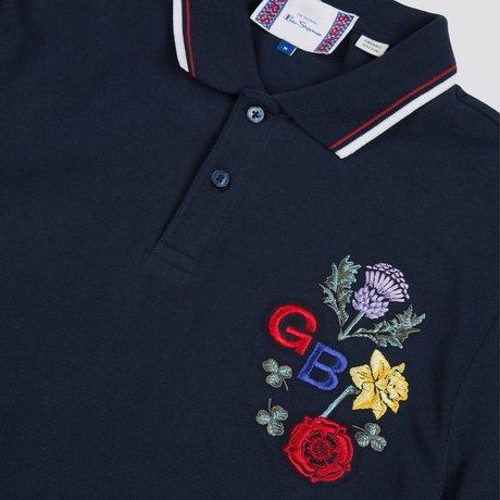 Ben Sherman Team GB Floral Embroidered Polo Navy