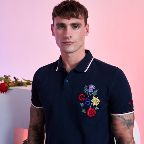 Ben Sherman Team GB Floral Embroidered Polo Navy