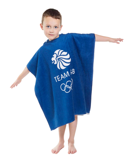 Team GB Kids Blue Towel Poncho