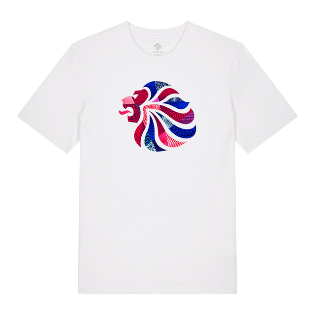 Team GB Abstract Lion White T-shirt