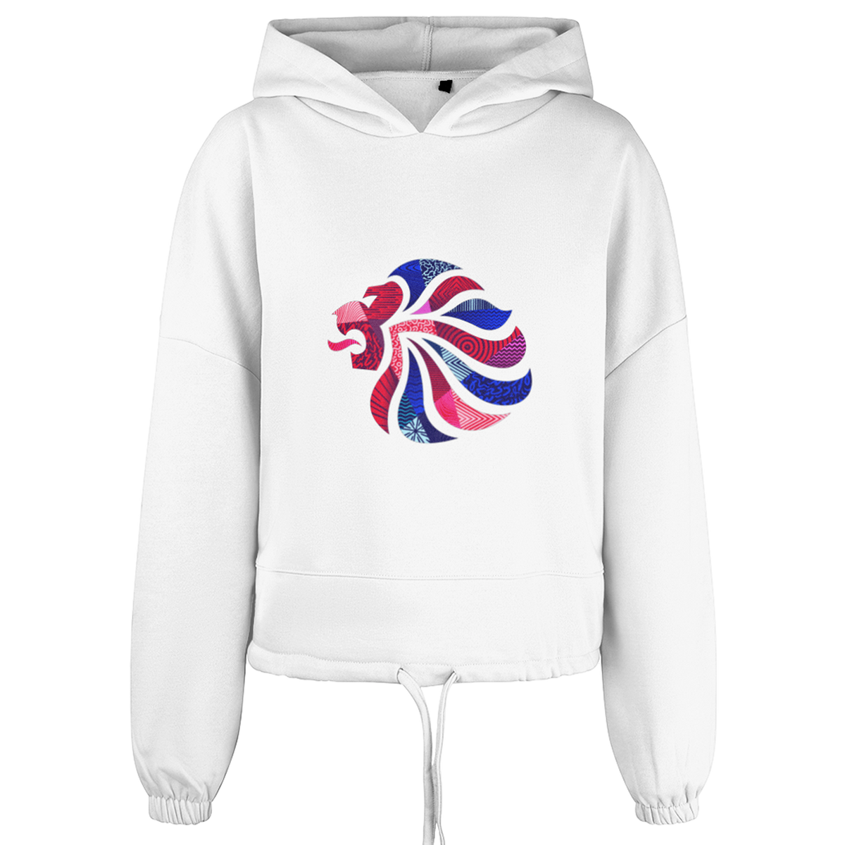 Team GB Abstract Lion White Oversized Cropped Hoodie – Team GB Shop