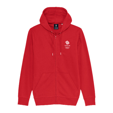 Team GB Classic Olympic White Logo Zip Hoodie - Red
