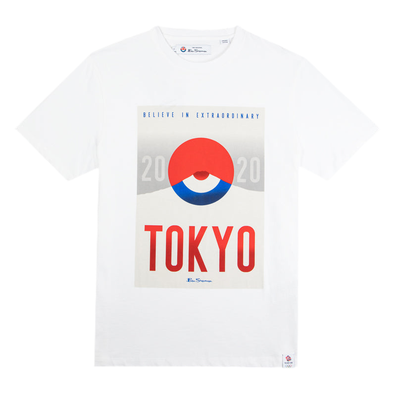 Ben Sherman Team GB Men's White Tokyo Art T-Shirt
