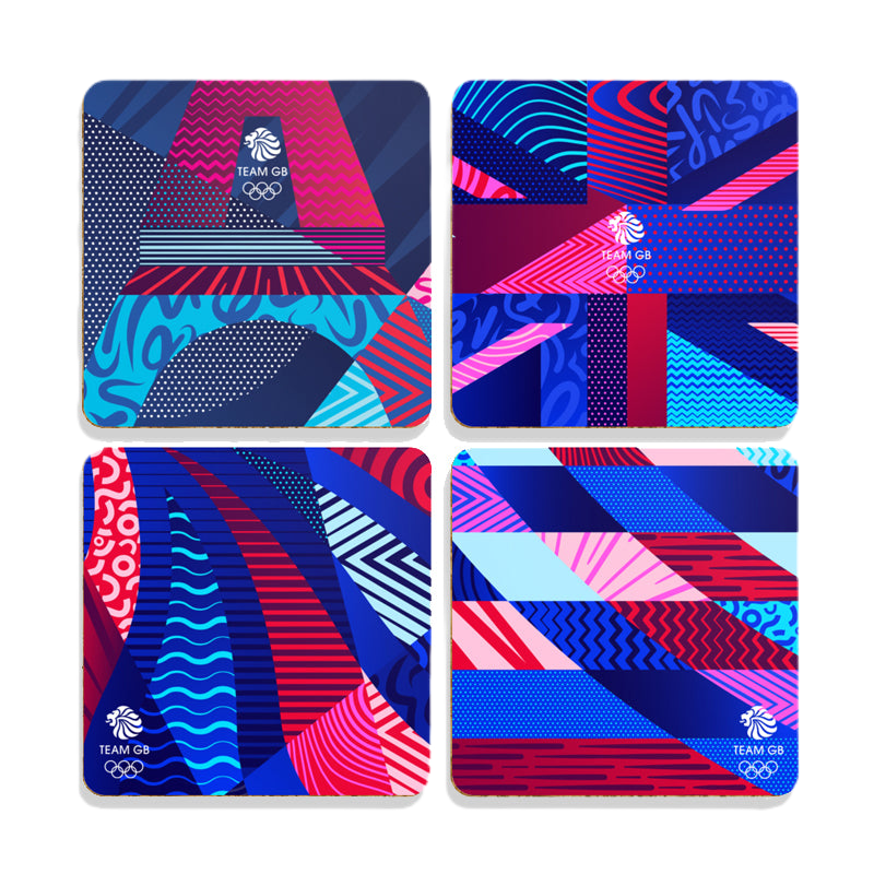 Team GB Paris Abstract Illustration Coaster Set x 4