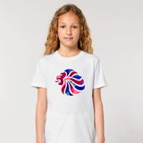Team GB Abstract Lion Kid's Printed White T-Shirt