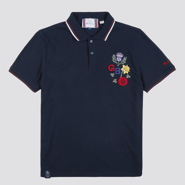 Ben Sherman Team GB Floral Embroidered Polo Navy