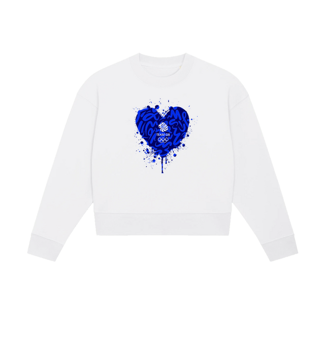 Team GB Graffiti Cropped Sweatshirt White