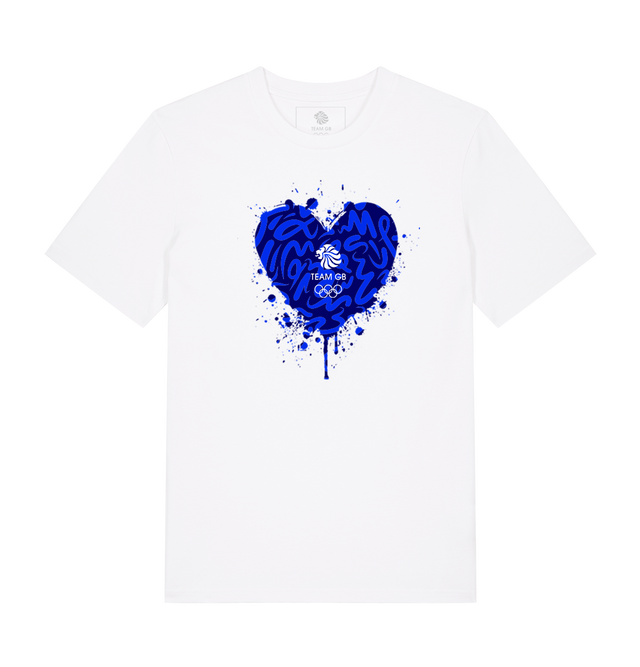 Team GB Kids Heart Graffiti Print T-Shirt White