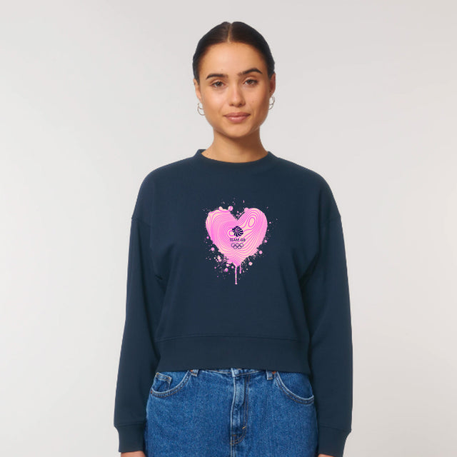 Team GB Graffiti Cropped Sweatshirt Navy