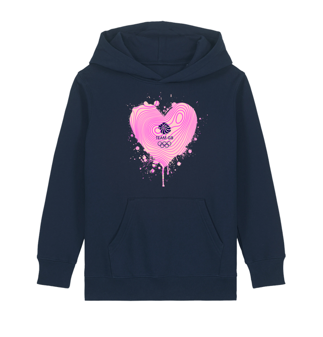 Team GB Kids Heart Graffiti Hoodie Navy