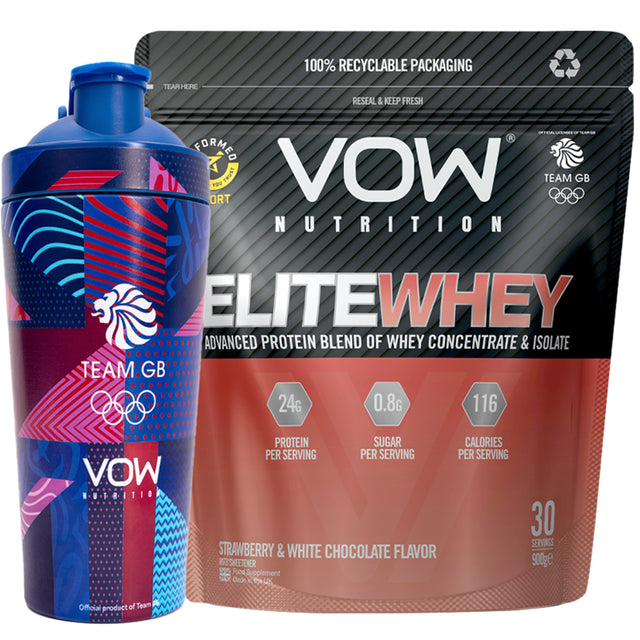 Buy a Team GB Strawberry & White Chocolate Protein Powder and Get a Shaker Bottle FREE