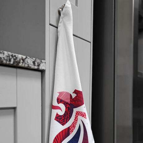 Team GB Abstract Lion Head White Tea Towel