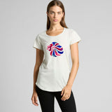Team GB Abstract Lion Head Women's Scoop Neck T-Shirt White