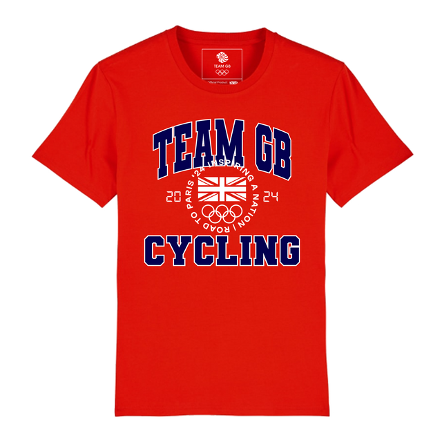 Team GB Varsity Cycling Bright Red T-Shirt
