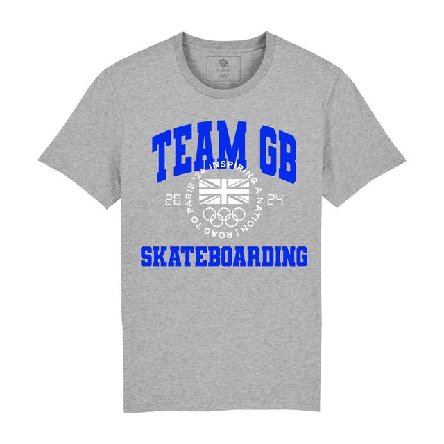 Team GB Varsity Skateboarding Grey T-shirt