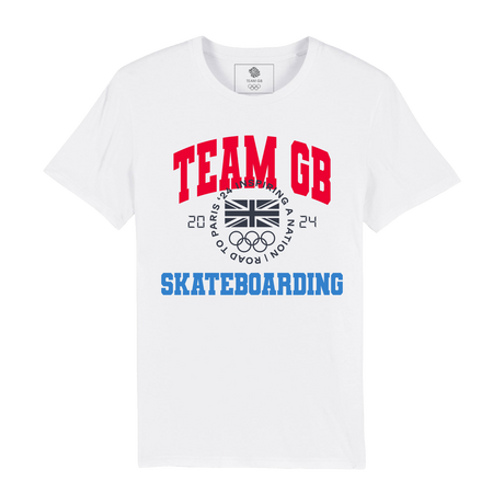 Team GB Varsity Skateboarding White T-shirt