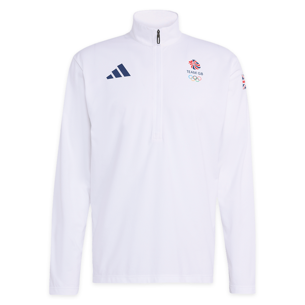 adidas 1/4 Zip adidas Milan 2026 Team GB 1/2 Zip Top - White