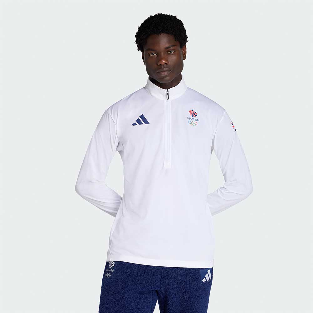adidas 1/4 Zip adidas Milan 2026 Team GB 1/2 Zip Top - White