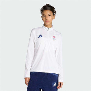 adidas 1/4 Zip adidas Milan 2026 Team GB 1/2 Zip Top - White - Womens