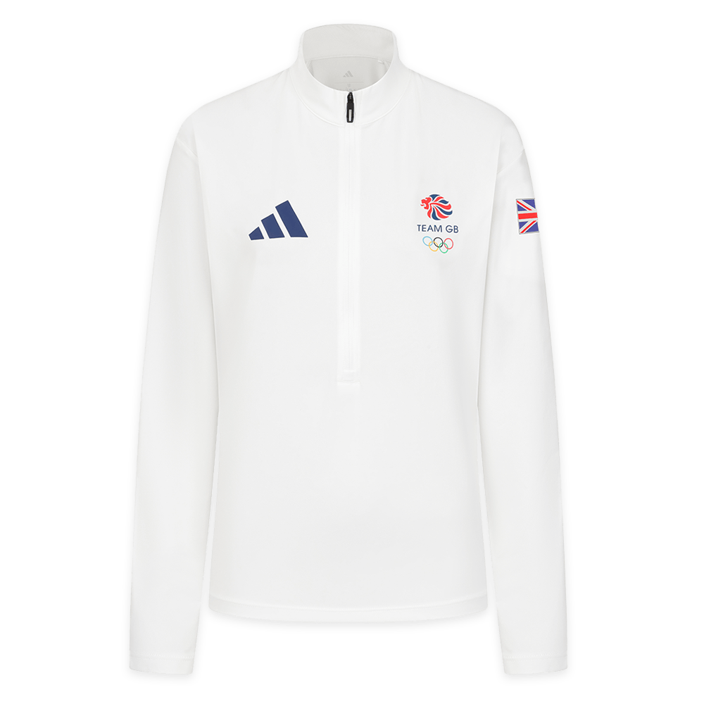 adidas 1/4 Zip adidas x Team GB Milano Cortina 2026 1/2 Zip Top - White - Womens