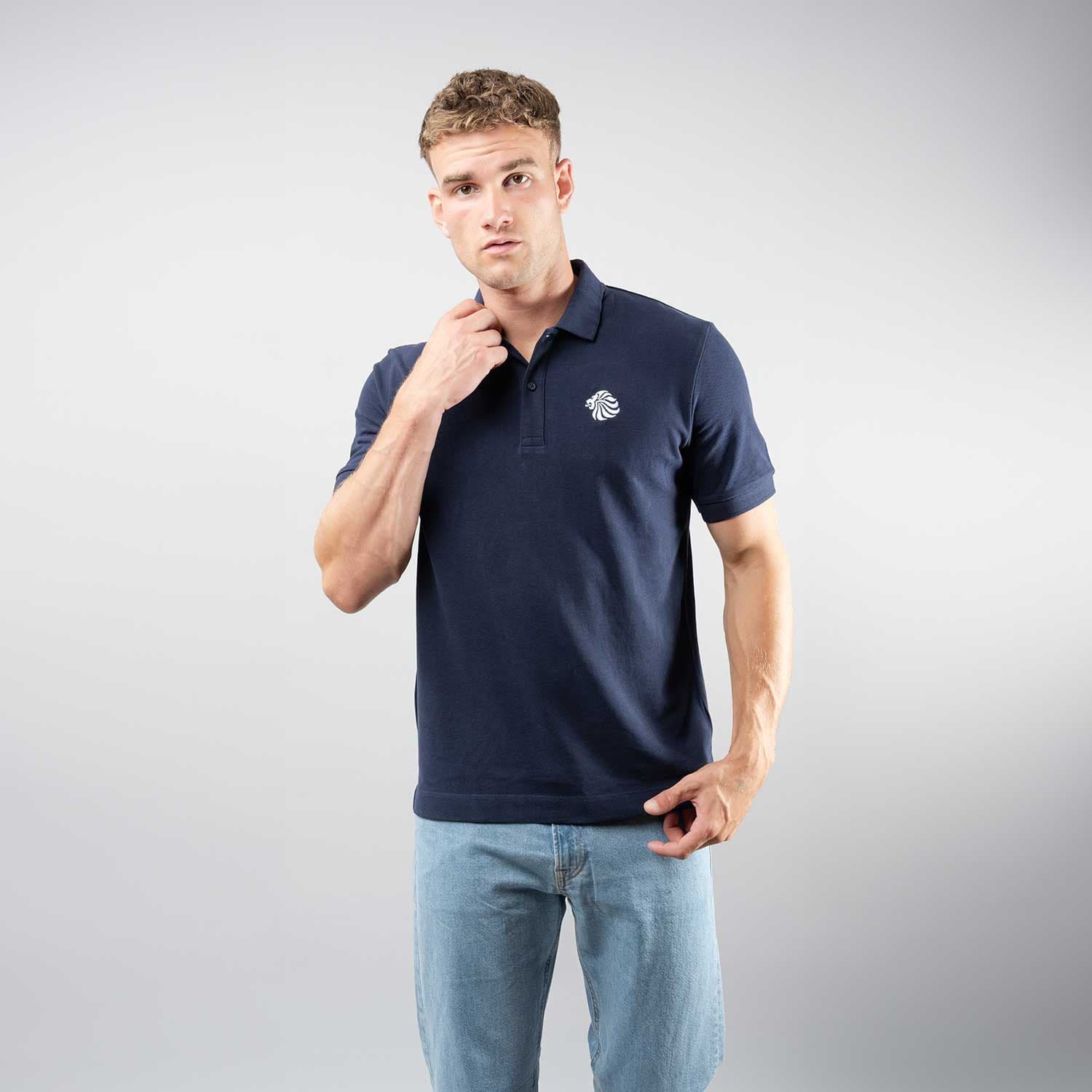 Team GB Polo Shirt Adult Team GB Mono Lion Polo  - Navy
