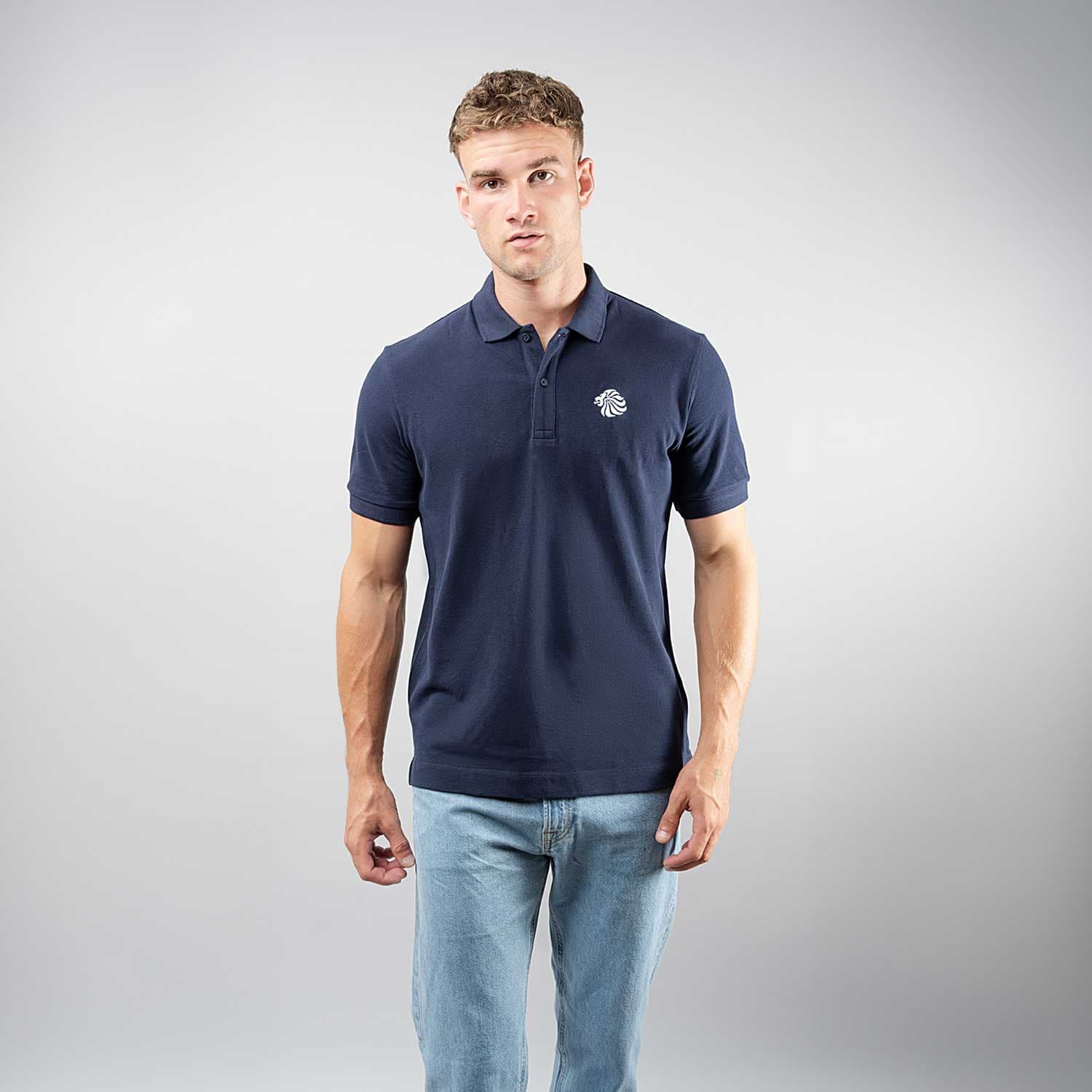 Team GB Polo Shirt Adult Team GB Mono Lion Polo  - Navy