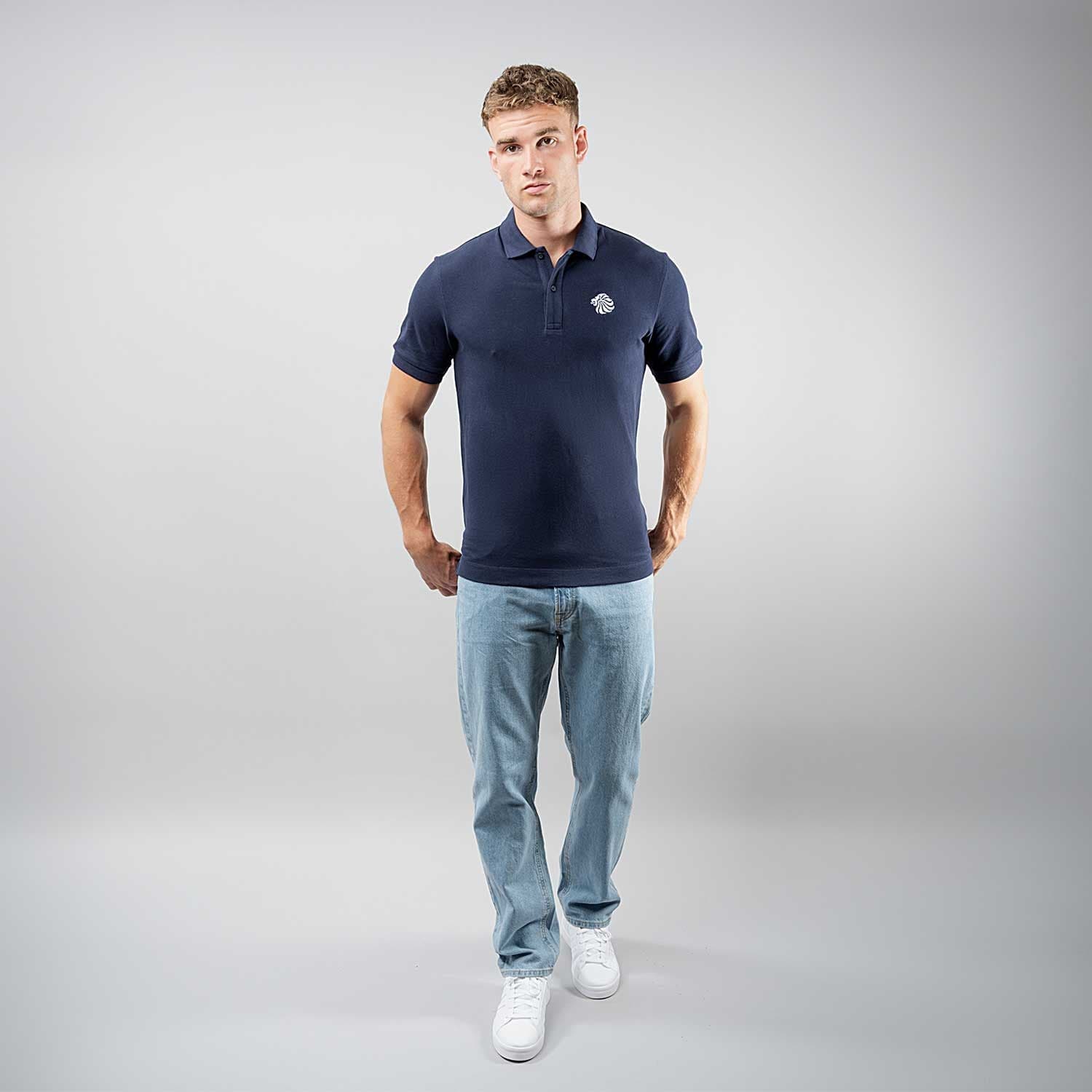 Team GB Polo Shirt Adult Team GB Mono Lion Polo  - Navy