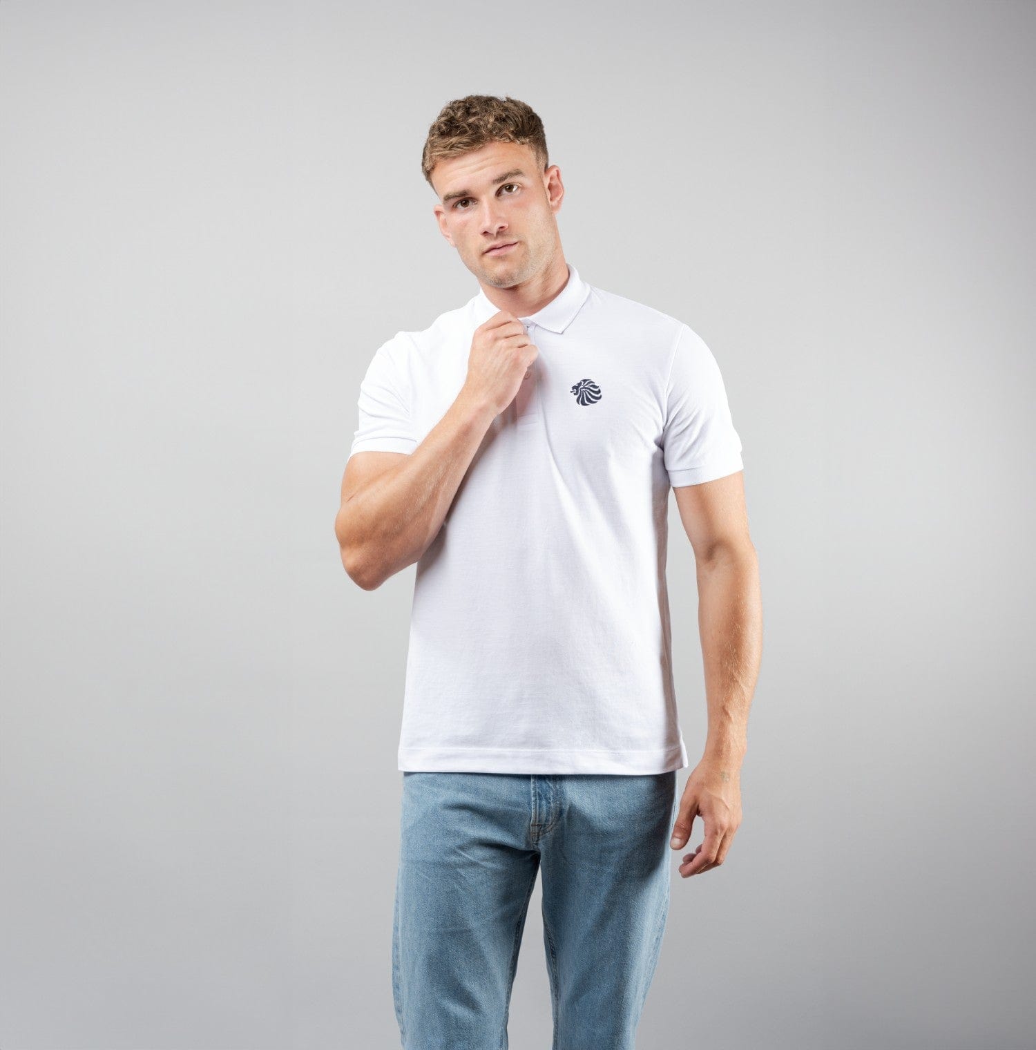 Team GB Polo Shirt Adult Team GB Mono Lion Polo  - White
