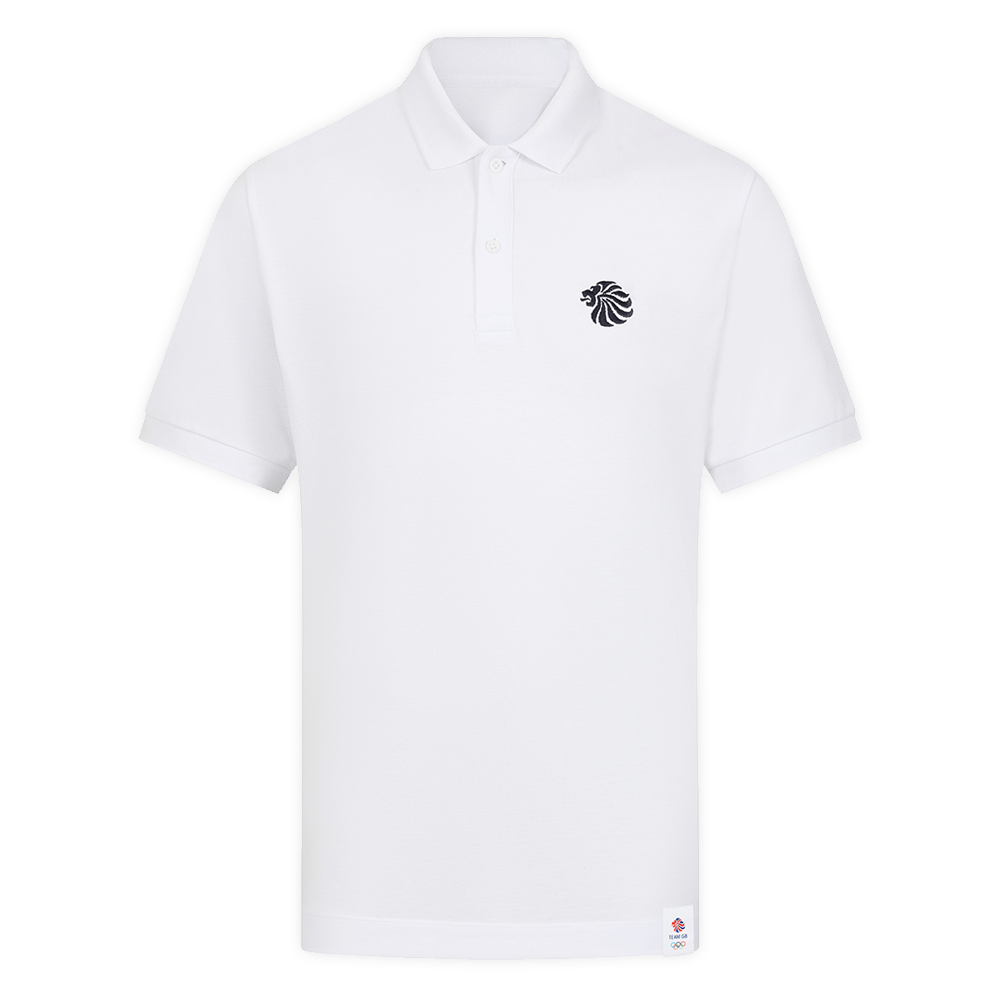 Team GB Polo Shirt Adult Team GB Mono Lion Polo  - White
