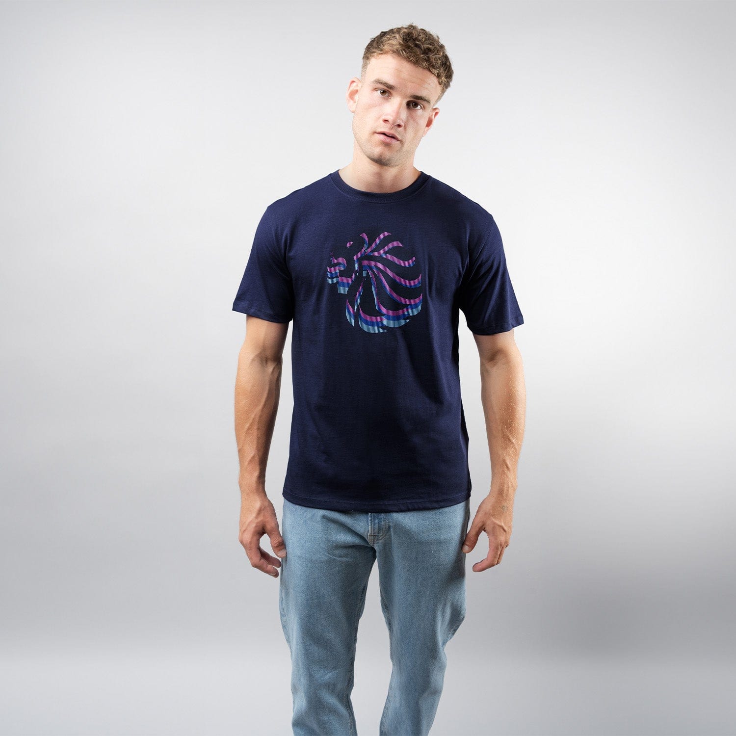 Team GB T-Shirt Adult Team GB Stacked Large Lion Graphic T-Shirt  - Navy