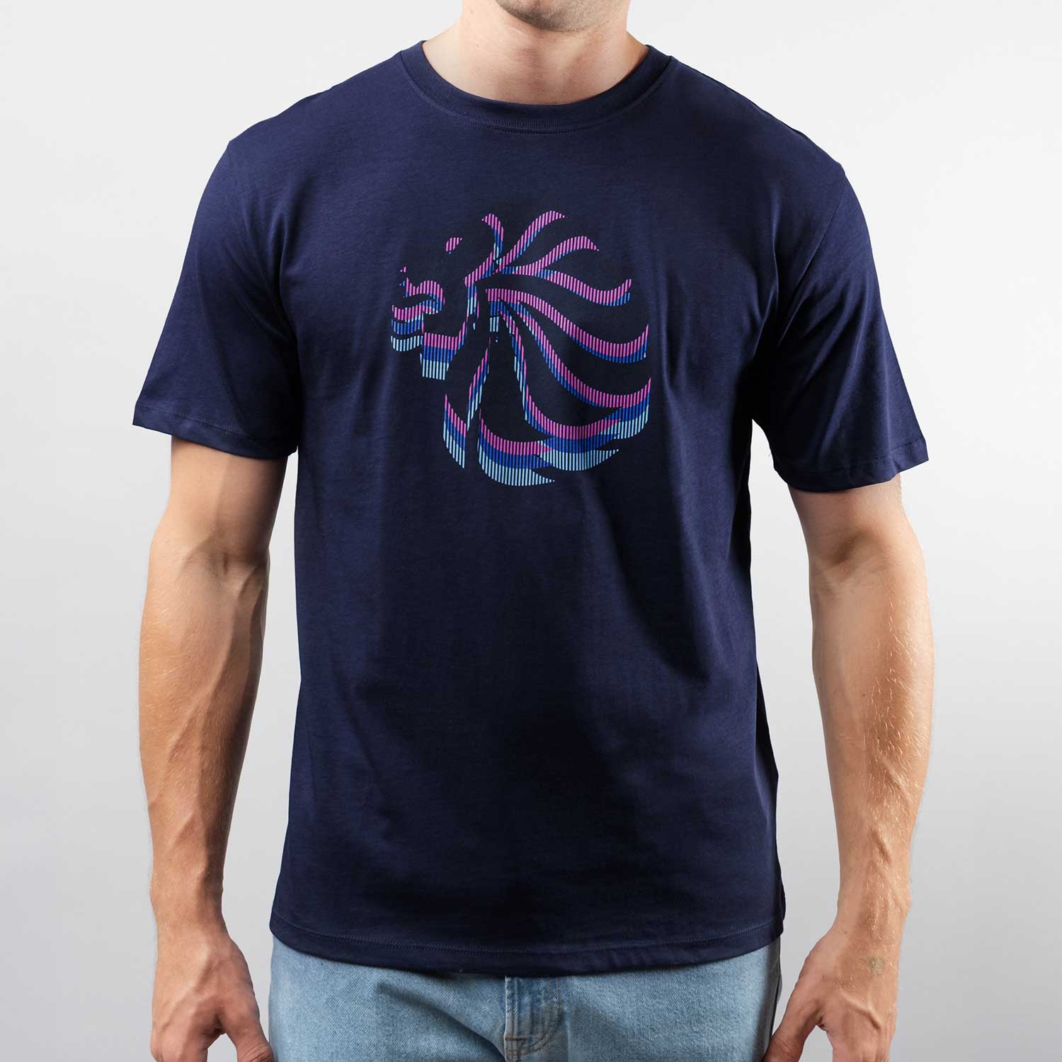 Adult Team GB Stacked Large Lion Graphic T-Shirt - Navy