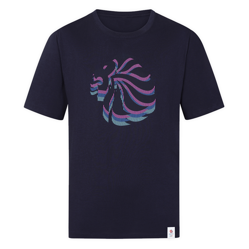 Team GB T-Shirt Adult Team GB Stacked Large Lion Graphic T-Shirt  - Navy