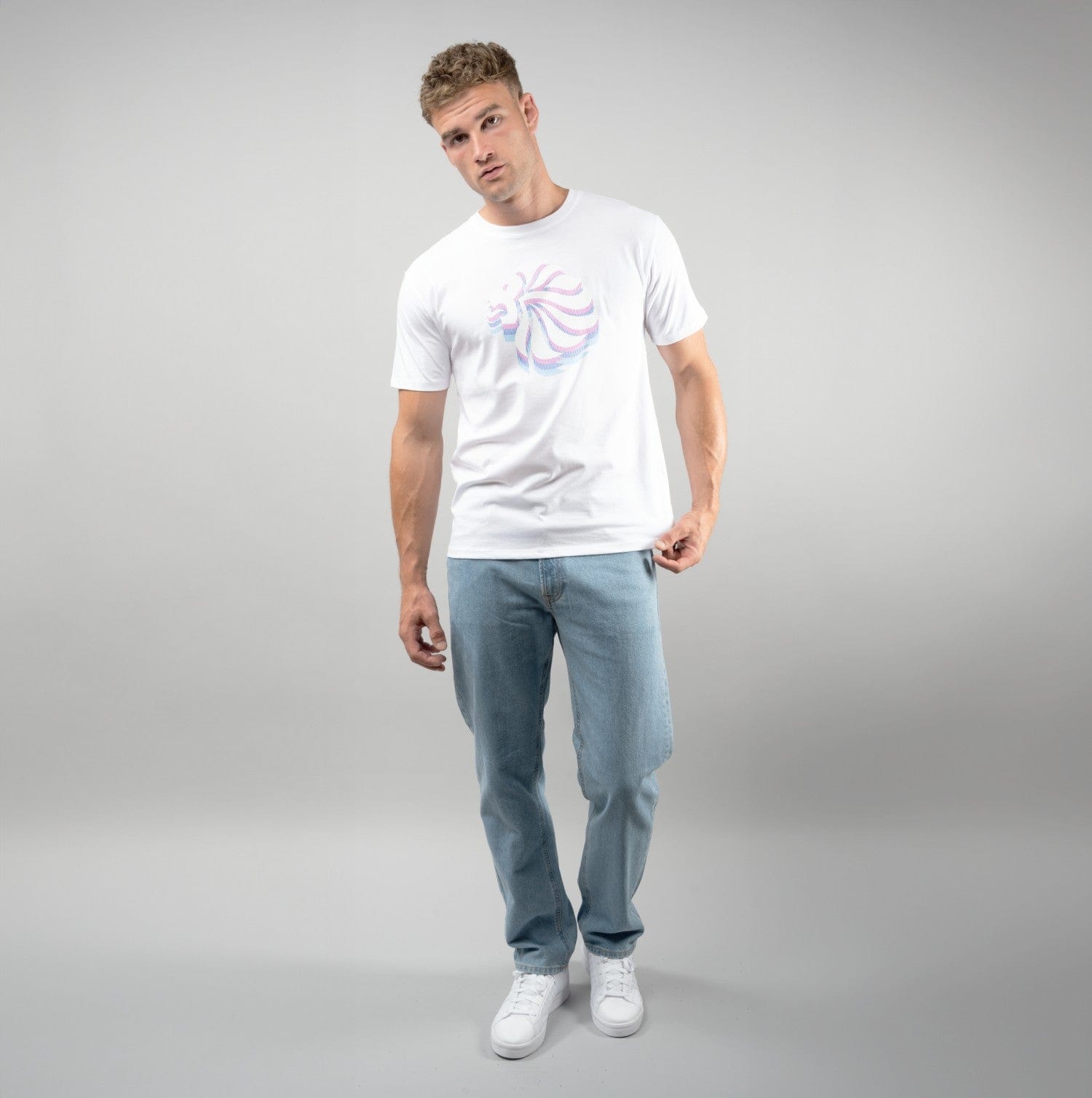 Team GB T-Shirt Adult Team GB Stacked Large Lion Graphic T-Shirt  - White