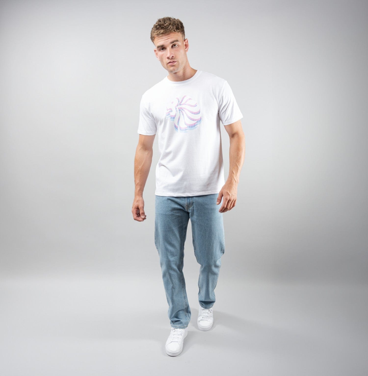 Team GB T-Shirt Adult Team GB Stacked Large Lion Graphic T-Shirt  - White