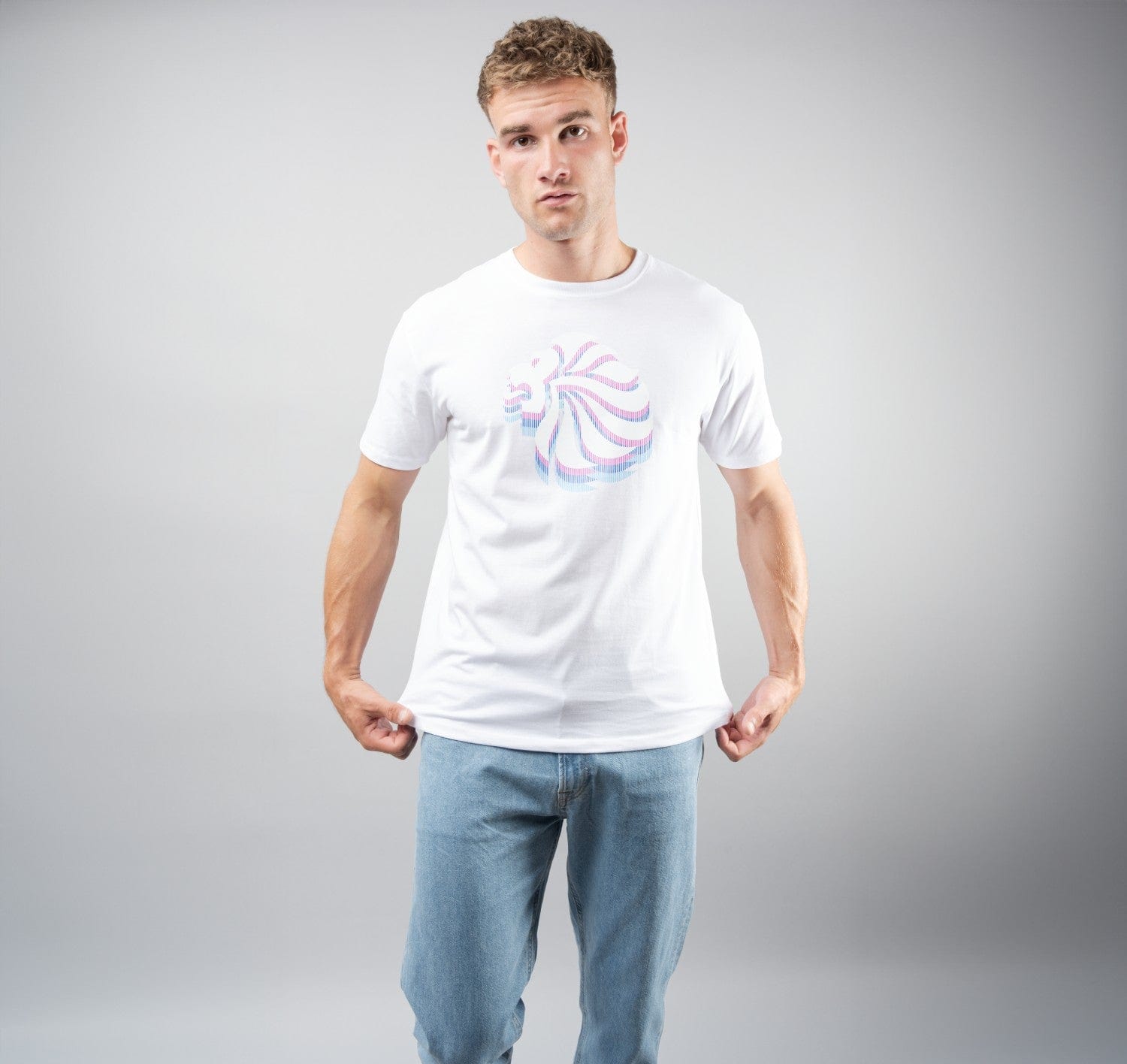 Team GB T-Shirt Adult Team GB Stacked Large Lion Graphic T-Shirt  - White