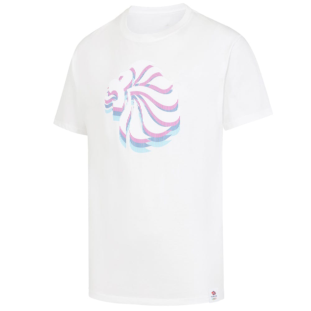 Team GB T-Shirt Adult Team GB Stacked Large Lion Graphic T-Shirt  - White