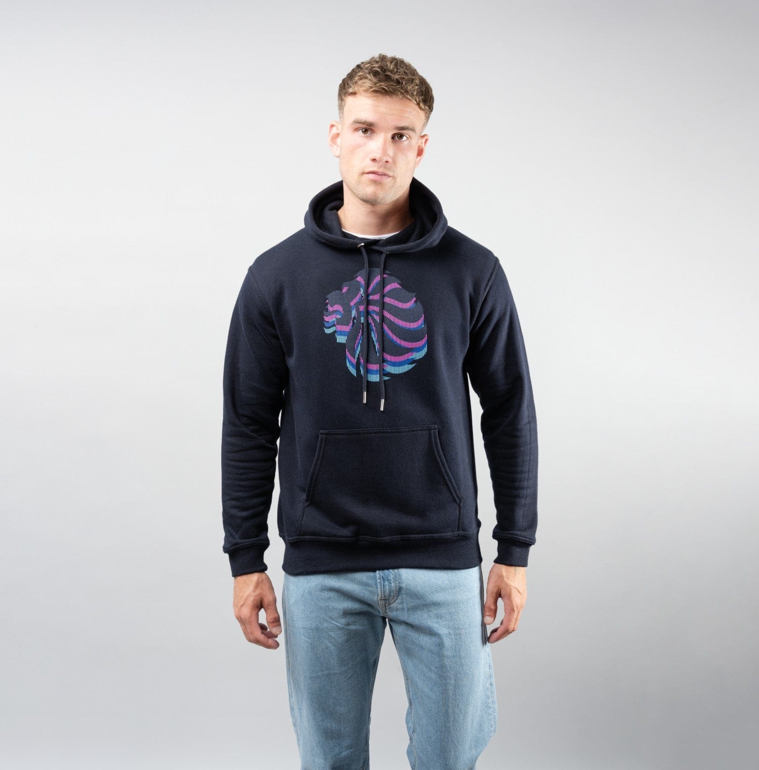 Team GB Hoodie Adult Team GB Stacked Large Lion Hoodie  - Navy