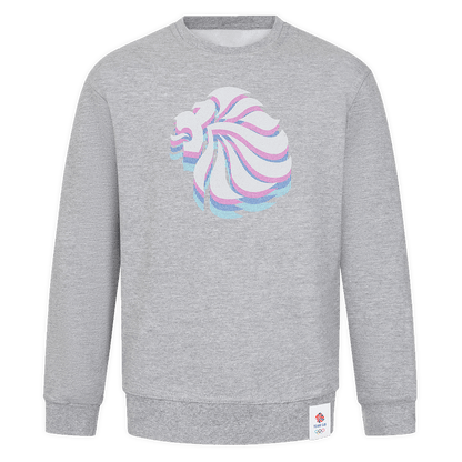 Team GB Sweatshirt Adult Team GB Stacked Large Lion Sweat  - Grey