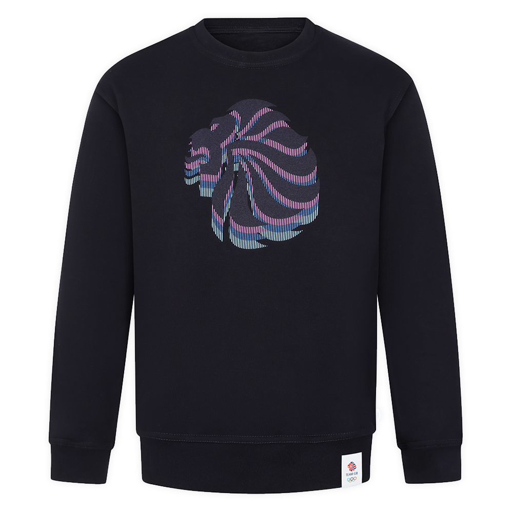Team GB Sweatshirt Adult Team GB Stacked Large Lion Sweat  - Navy