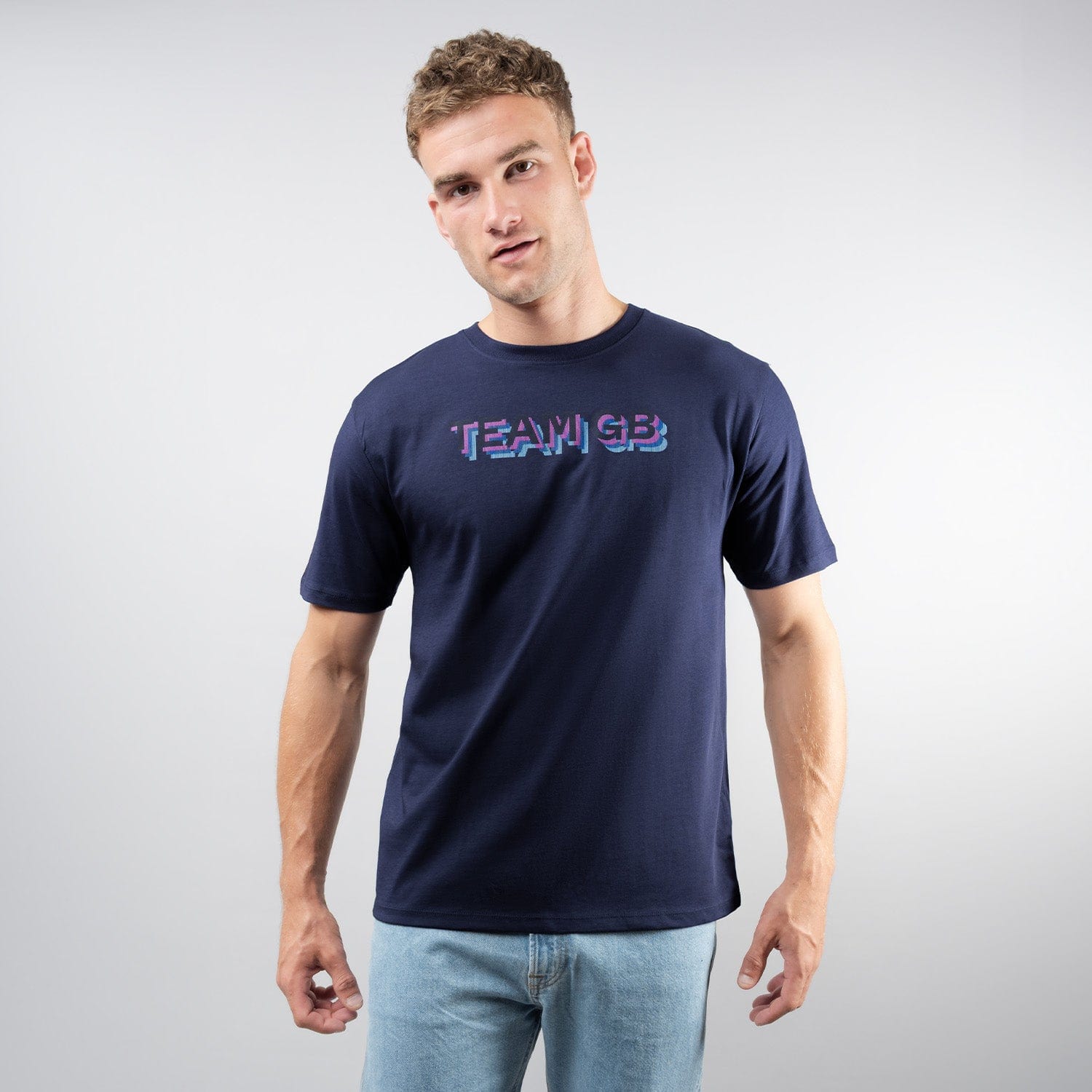 Team GB T-Shirt Adult Team GB Stacked Text T-Shirt  - Navy