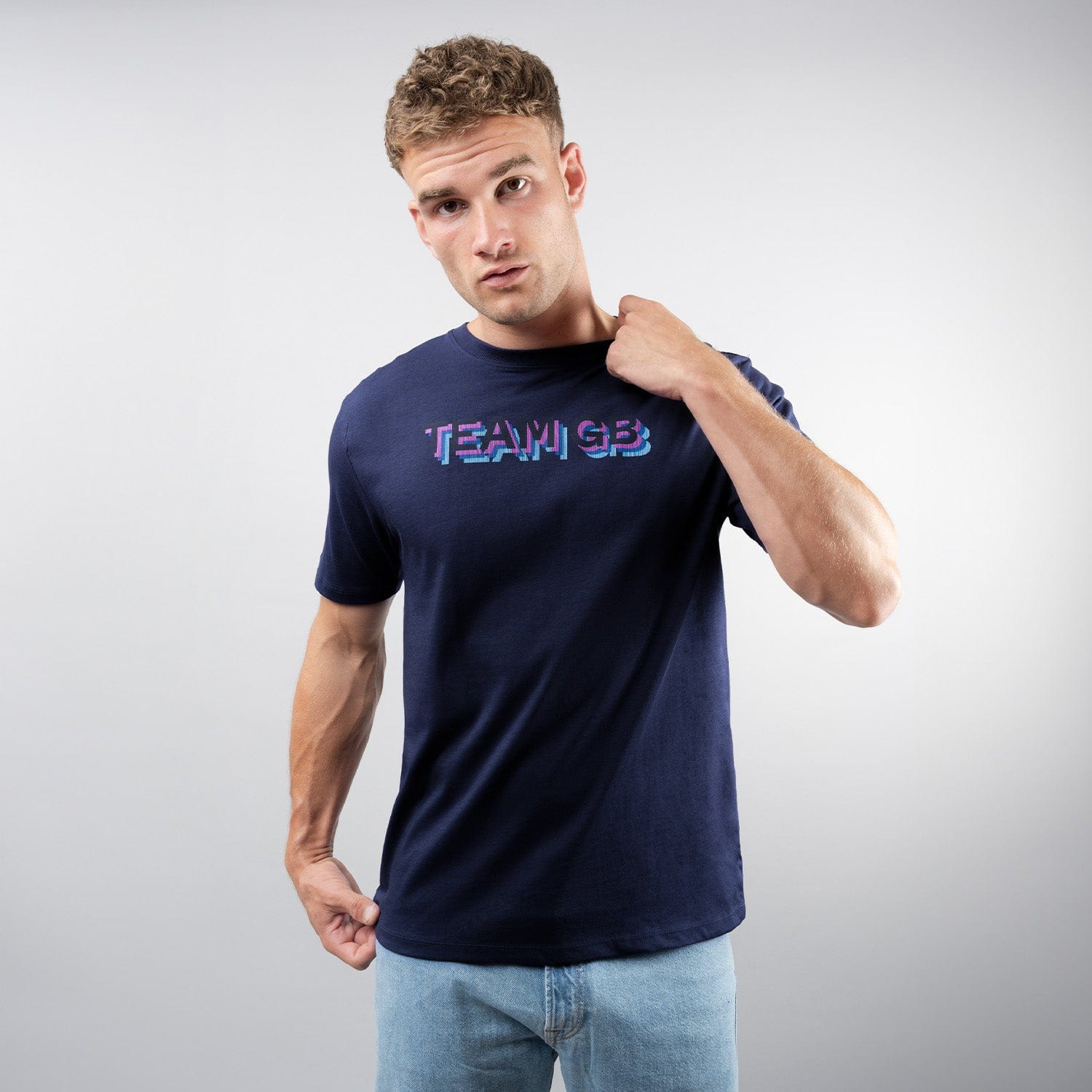 Team GB T-Shirt Adult Team GB Stacked Text T-Shirt  - Navy