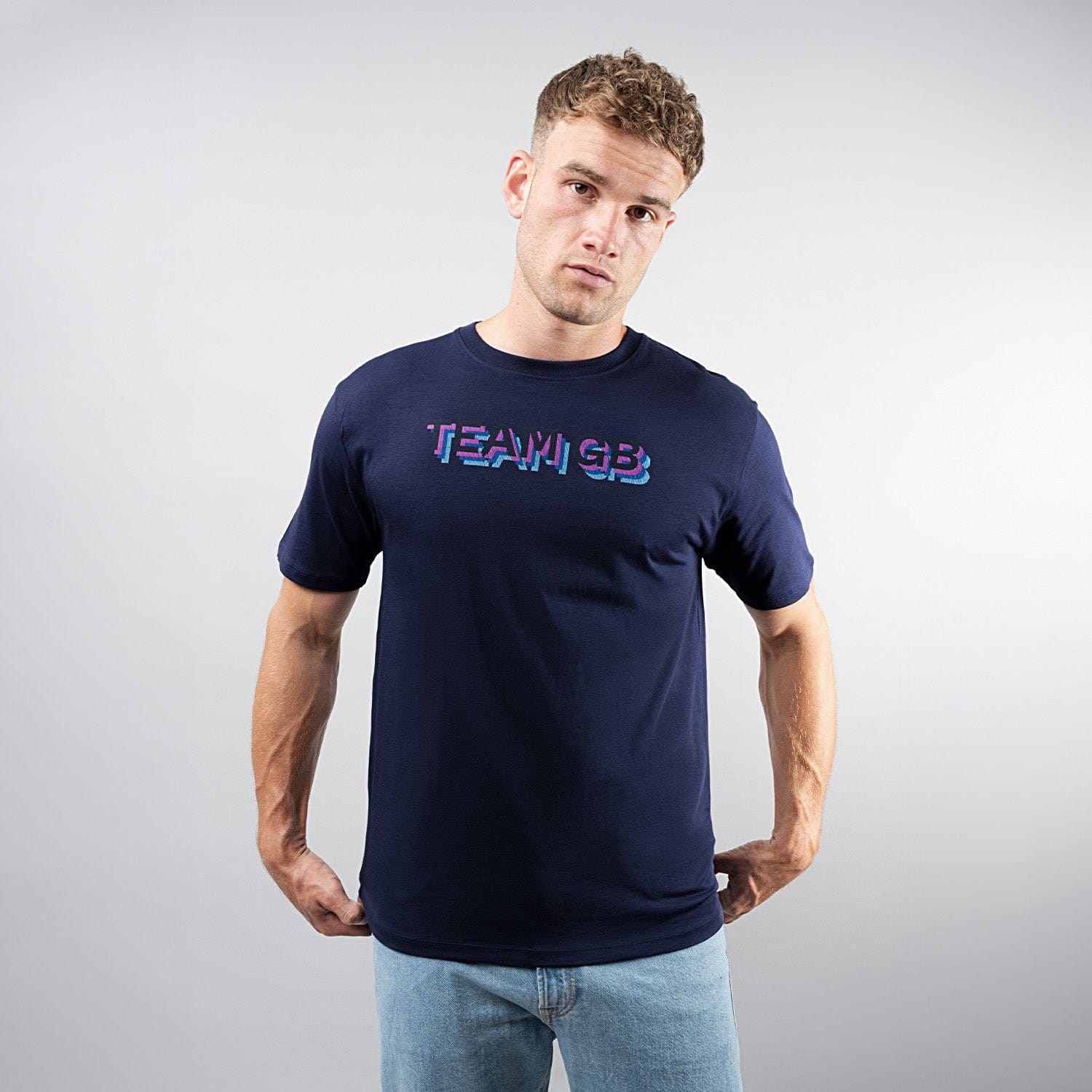 Team GB T-Shirt Adult Team GB Stacked Text T-Shirt  - Navy