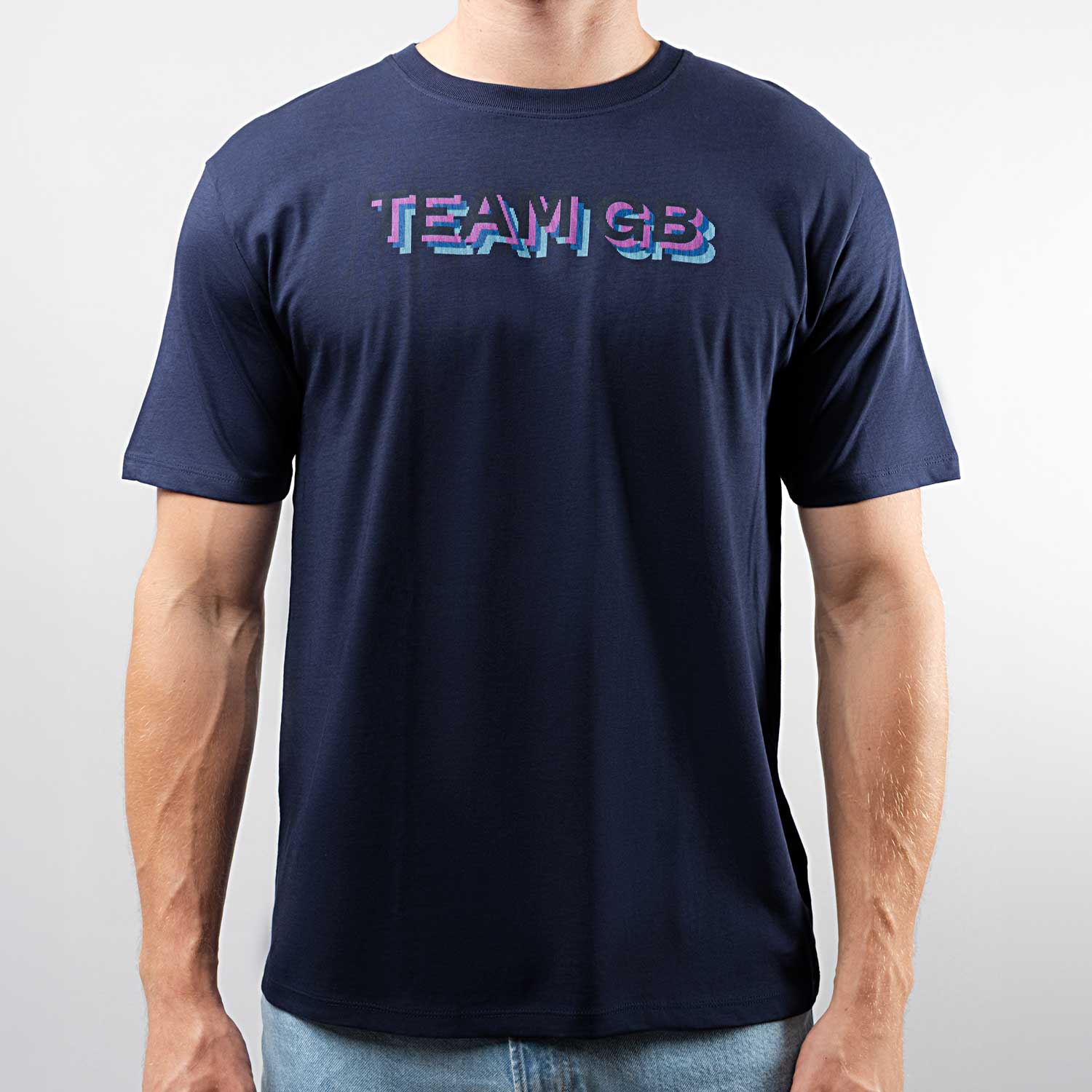 Team GB T-Shirt Adult Team GB Stacked Text T-Shirt  - Navy