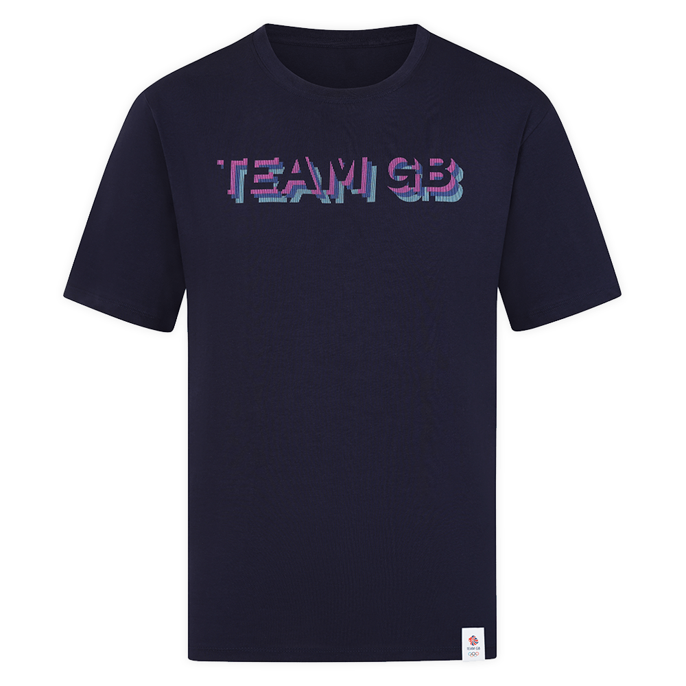 Team GB T-Shirt Adult Team GB Stacked Text T-Shirt  - Navy