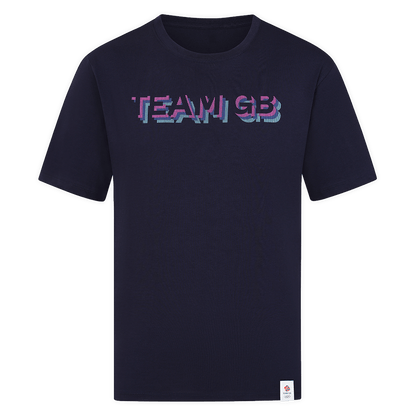 Team GB T-Shirt Adult Team GB Stacked Text T-Shirt  - Navy