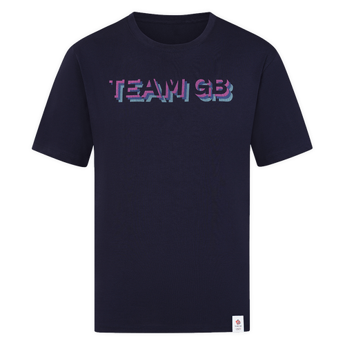 Team GB T-Shirt Adult Team GB Stacked Text T-Shirt  - Navy