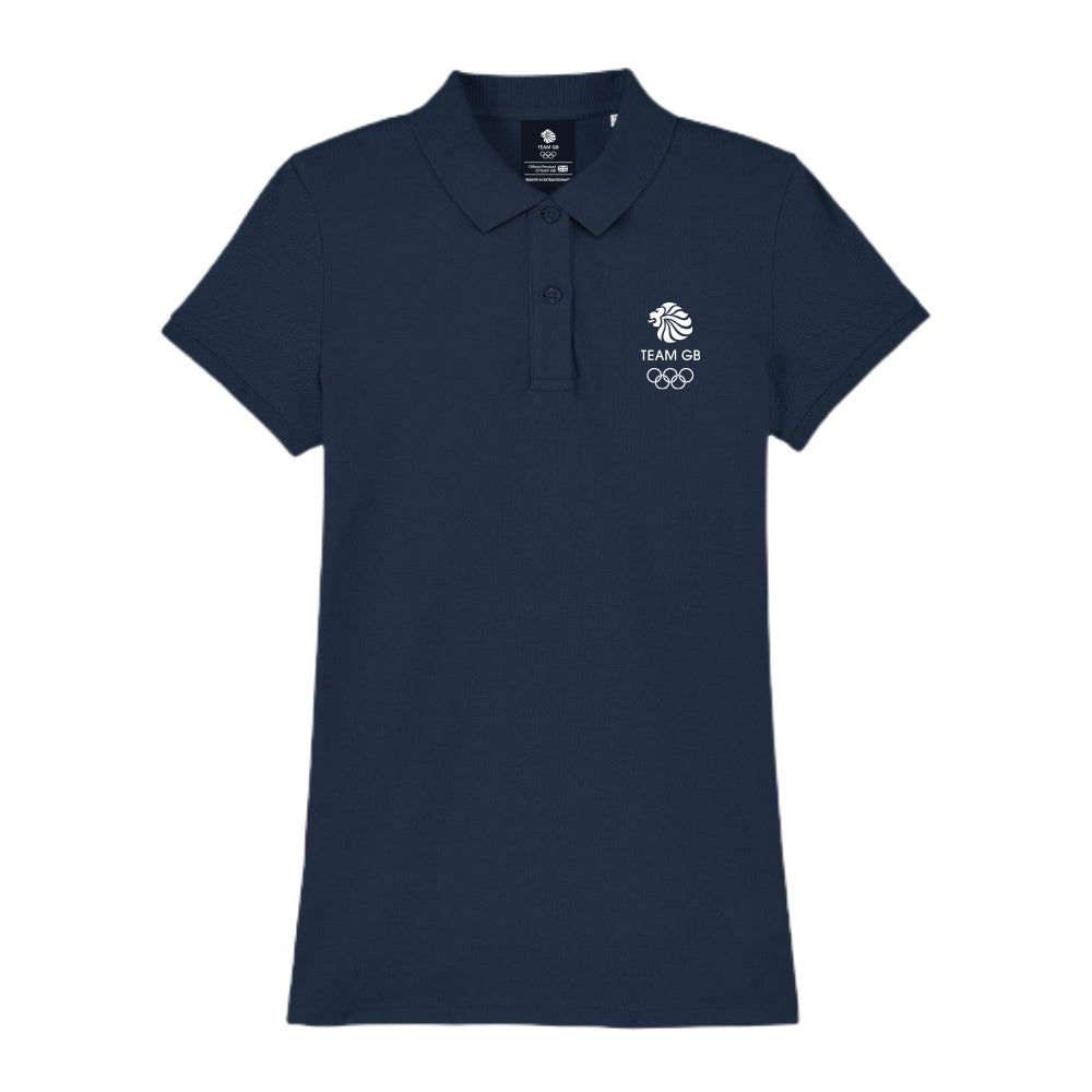 Team GB Olympic Small White Logo Polo Shirt Women's - Navy