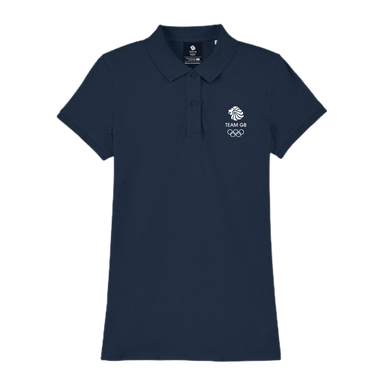 Team GB Olympic Small White Logo Polo Shirt Women's - Navy