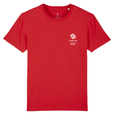 Team GB Olympic Small White Logo T-Shirt Men's - Red