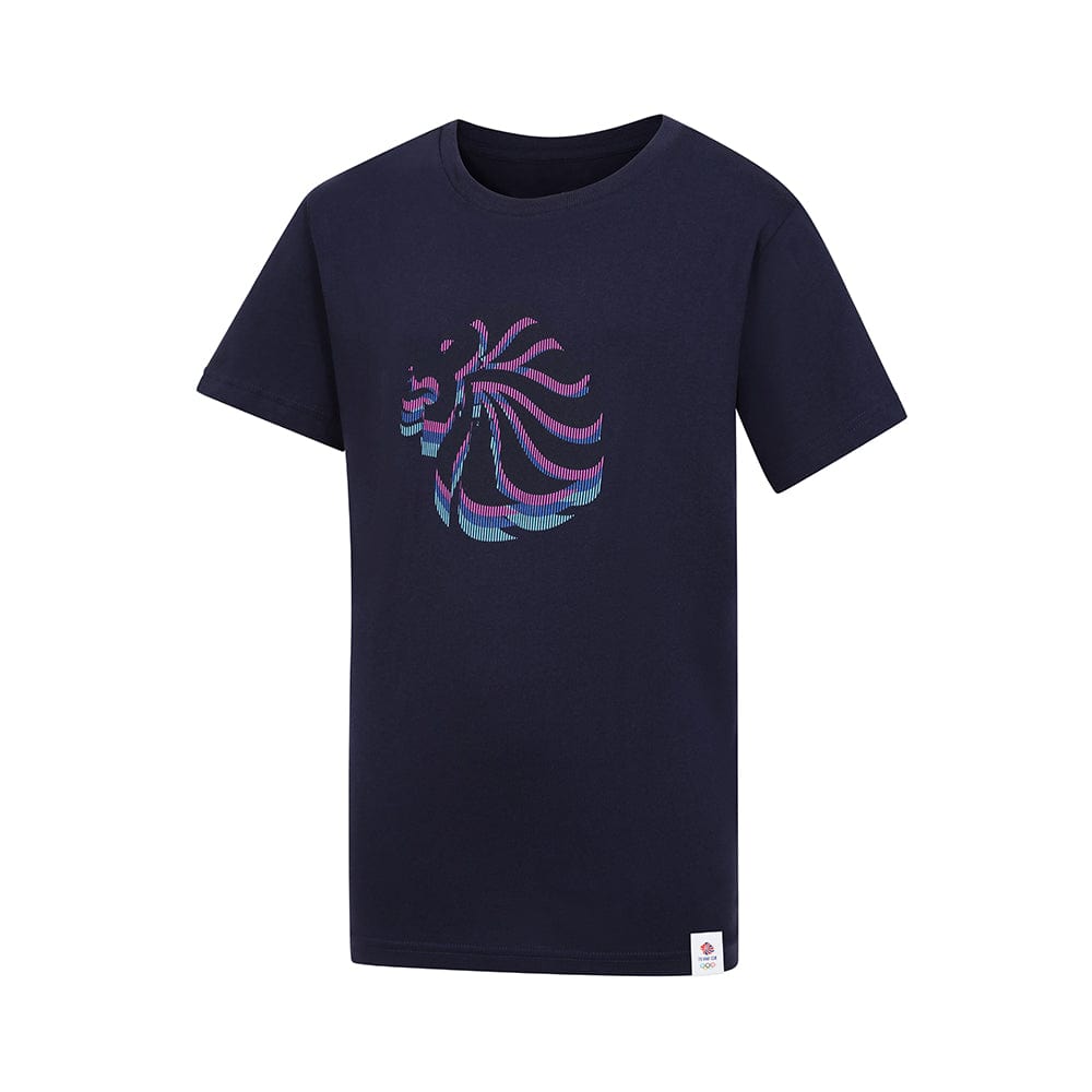 Team GB T-Shirt Junior Team GB Stacked Large Lion Graphic T-Shirt  - Navy